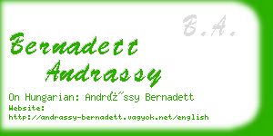 bernadett andrassy business card